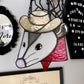Cowboy Opossum Stained Glass Suncatcher