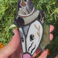 Mini Green Wizard Opossum Stained Glass Suncatcher