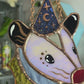 Mini Iridescent Wizard Opossum Stained Glass Ornament