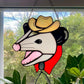 Made to Order: Cowboy Opossum Stained Glass Suncatcher