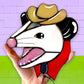Made to Order: Cowboy Opossum Stained Glass Suncatcher