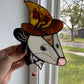 The Mushroom Wizard Opossum Stained Glass Suncatcher