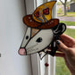 The Mushroom Wizard Opossum Stained Glass Suncatcher