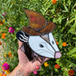 The Mushroom Wizard Opossum Stained Glass Suncatcher