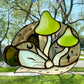 Whispy Mushroom Opossum Stained Glass Suncatcher