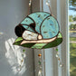 Leaf Opossum Stained Glass Suncatcher