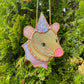 Copper and Pink Tan Wizard Rat Mini Stained Glass Suncatcher