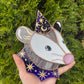 Blue and Gold Wizard Opossum Stained Glass Suncatcher