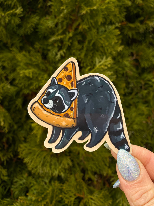 Pizza Raccoon Vinyl Waterproof Sticker 3"
