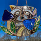 Cosmic Raccoon Stained Glass Suncatcher