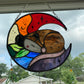 Rainbow Opossum Moon Stained Glass Suncatcher