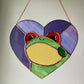 Purple Heart Frog Stained Glass Suncatcher