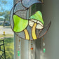 Irridescent Forest Green Mushroom Moon Suncatcher