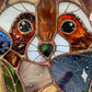 Cosmic Raccoon Stained Glass Suncatcher