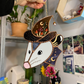 Mushroom Witch Opossum Stained Glass Suncatcher