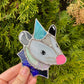 Swirly Teal Wizard Opossum Mini Stained Glass Suncatcher