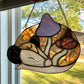 Purple Mushroom Opossum Stained Glass Suncatcher