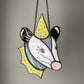 Clown Opossum Stained Glass Suncatcher