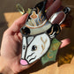 Mini Green Wizard Opossum Stained Glass Suncatcher