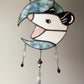 Green Floral Moon Opossum Suncatcher