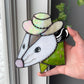 Green Cowboy Opossum Stained Glass Suncatcher