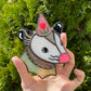 Flower Hat Opossum Mini Stained Glass Ornament