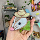 Cracked! Green Mini Cowboy Opossum Stained Glass Ornament