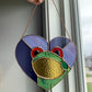 Purple Heart Frog Stained Glass Suncatcher