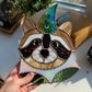 Wizard Raccoon Stained Glass Suncatcher