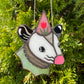 Flower Hat Opossum Mini Stained Glass Ornament