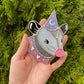 Pink and Purple Wizard Opossum Mini Stained Glass Suncatcher