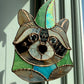 Jester Raccoon Stained Glass Suncatcher