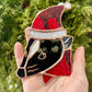Santa Skunk Stained Glass Ornament