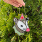 Flower Hat Opossum Mini Stained Glass Ornament