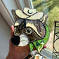Mushroom Raccoon Cowboy Stained Glass Suncatcher