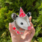 Starry Pink Opossum Mini Stained Glass Ornament