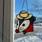 Mini Cowboy Opossum Stained Glass Ornament