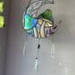 Full Iridescent Green Mushroom Moon Suncatcher
