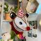 Mini Valentines Opossum Stained Glass Ornament