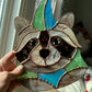 Jester Raccoon Stained Glass Suncatcher