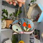 Mini Orange Mushroom Opossum Stained Glass Ornament