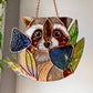 Cosmic Raccoon Stained Glass Suncatcher
