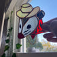 Mini Cowboy Opossum Stained Glass Ornament- Red or Purple!