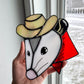 Cowboy Opossum Stained Glass Suncatcher