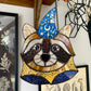 Wizard Raccoon Stained Glass Suncatcher