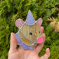 Silver and Pink Tan Wizard Rat Mini Stained Glass Suncatcher