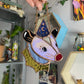 Mini Iridescent Wizard Opossum Stained Glass Ornament