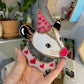 Mini Valentines Opossum Stained Glass Ornament