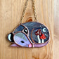 Irridescent Mushroom Opossum Stained Glass Ornament
