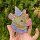 Silver and Pink Tan Wizard Rat Mini Stained Glass Suncatcher